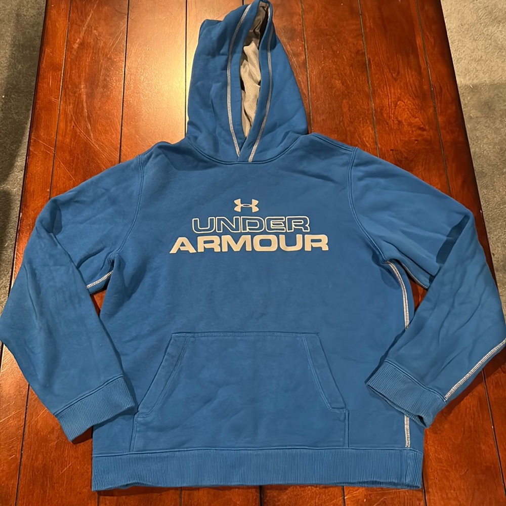 Blue & Grey Under Armour Hooded Sweatshirt Size Large